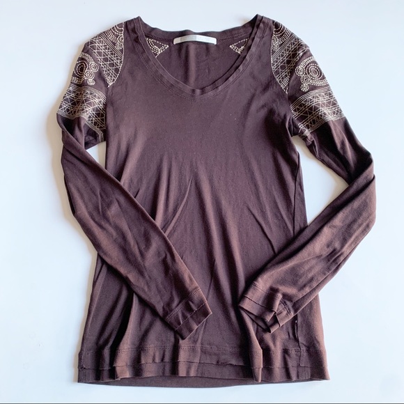 Athleta Tops - Athleta Long Sleeve Knit T Shirt Embroidered Sz M